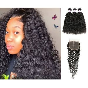 3 bundles Malaysian Jerry Curly Hair + 4x4 Closure